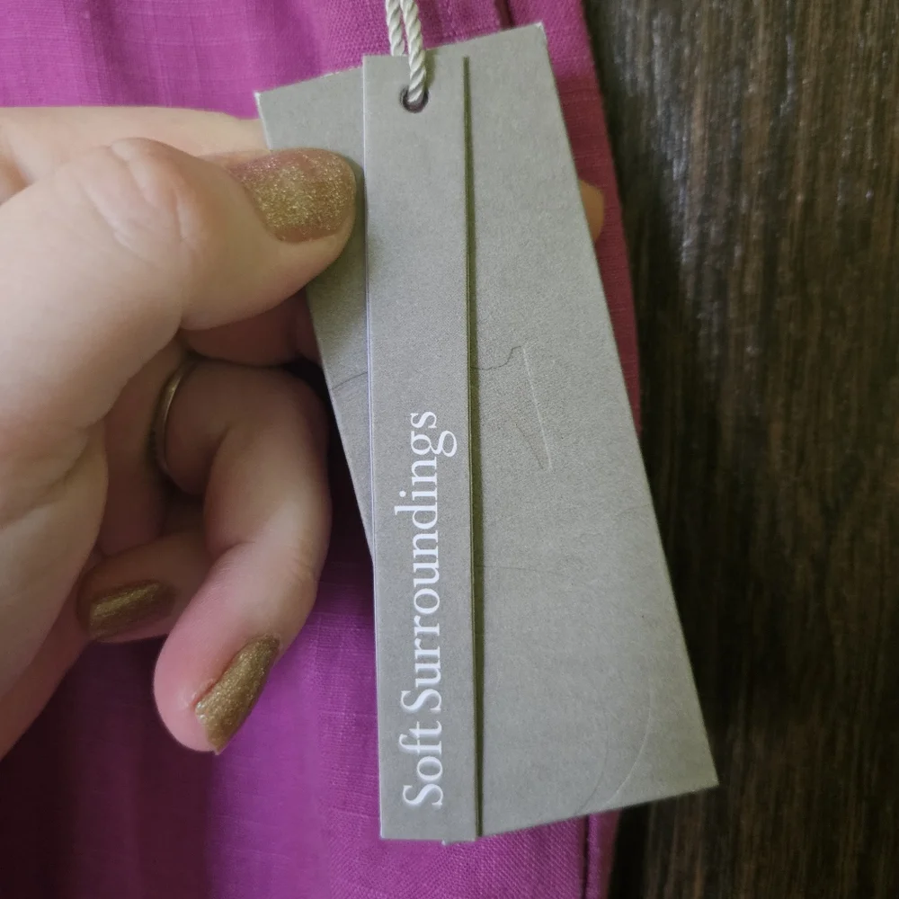 NWT Soft Surroundings Lizette Linen Blend Wide Leg Pants Size Medium - Picture 4 of 6